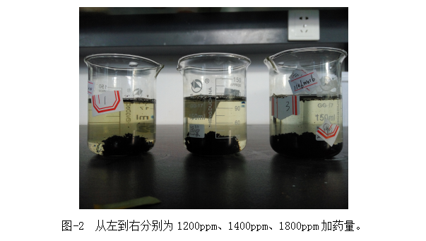 圖-2  從左到右分別為1200ppm、1400ppm、1800ppm加藥量