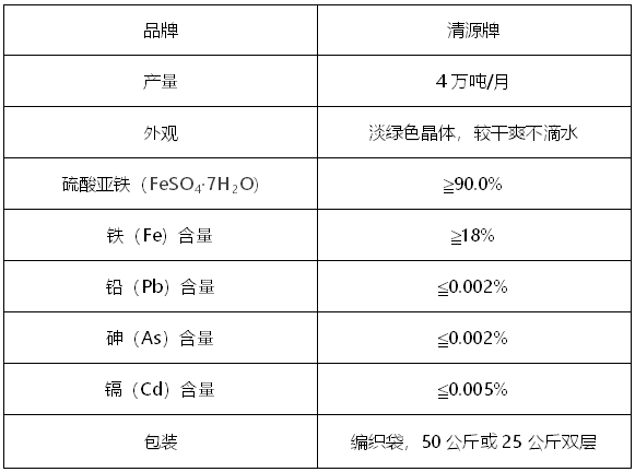 烘干硫酸亞鐵質量標準